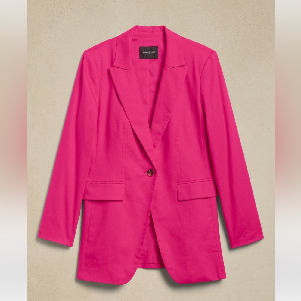 Banana republic LINEN-BLEND LONG AND LEAN BLAZER